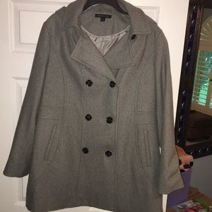 Preston & York Grey Wool Pea Coat XL